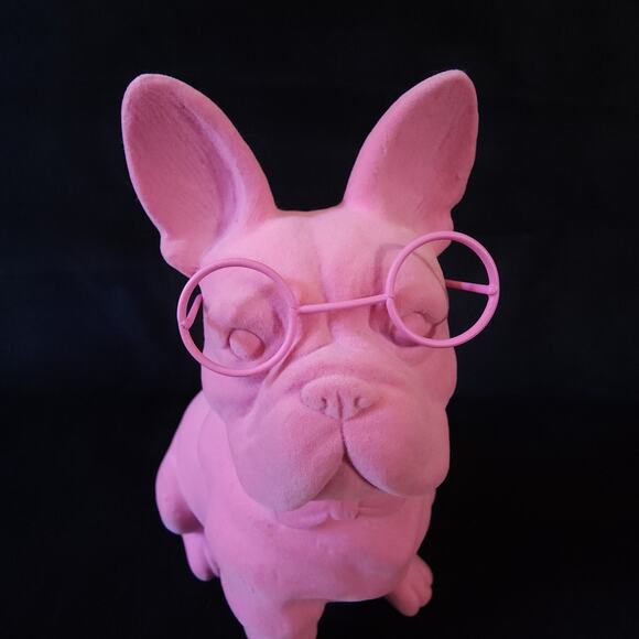 Valentine Tabletop Flocked Velvet French Bulldog Pink Spritz Target Frenchie Dog - Picture 2 of 9